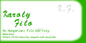 karoly filo business card